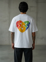 Rainbow Heart Oversized White T-Shirt