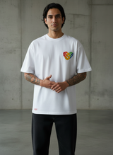 Rainbow Heart Oversized White T-Shirt