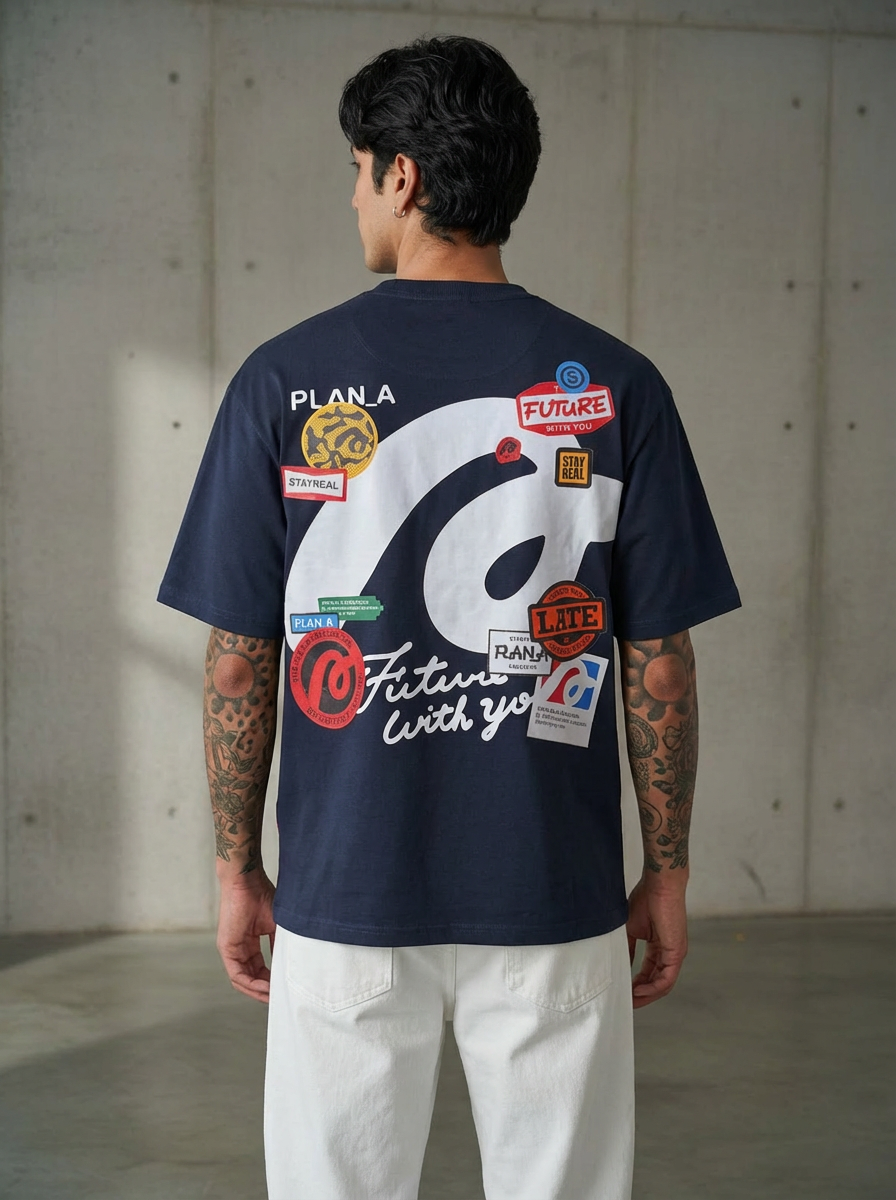 Plan A Oversized Navy Blue T-Shirt