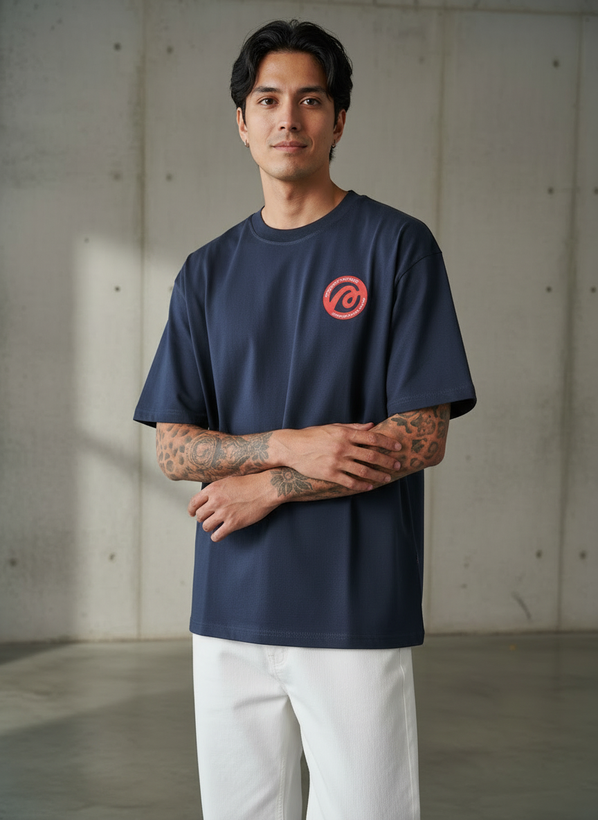 Plan A Oversized Navy Blue T-Shirt