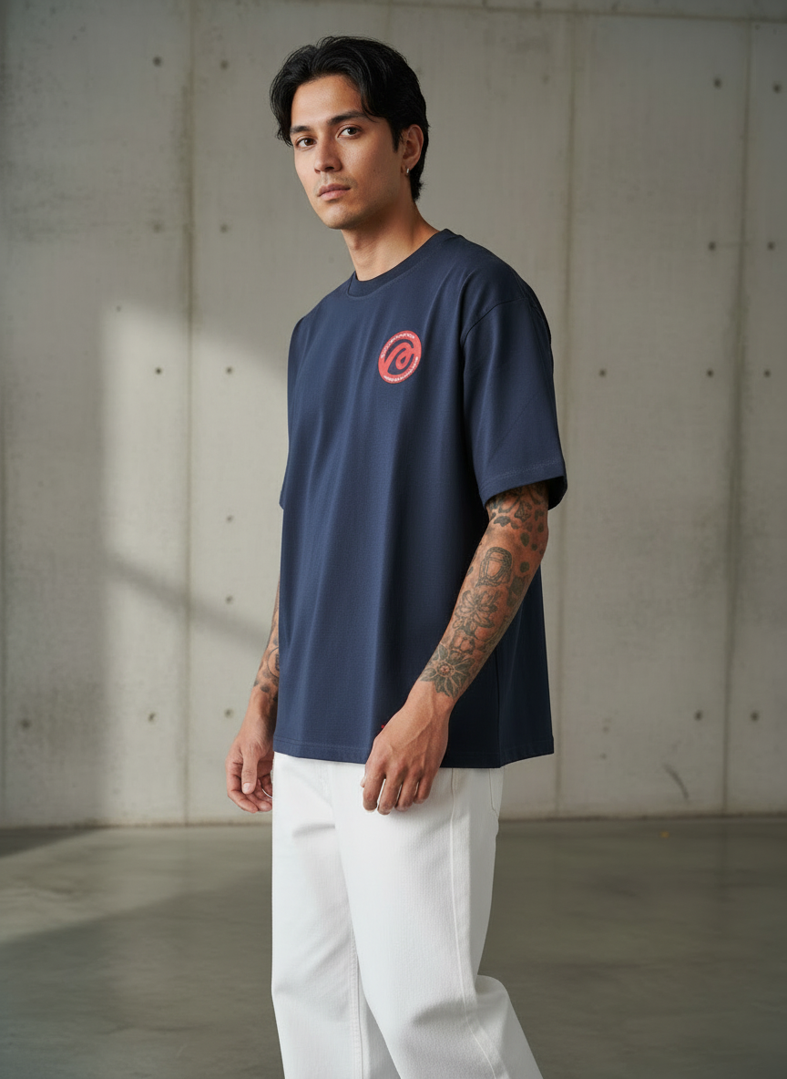 Plan A Oversized Navy Blue T-Shirt