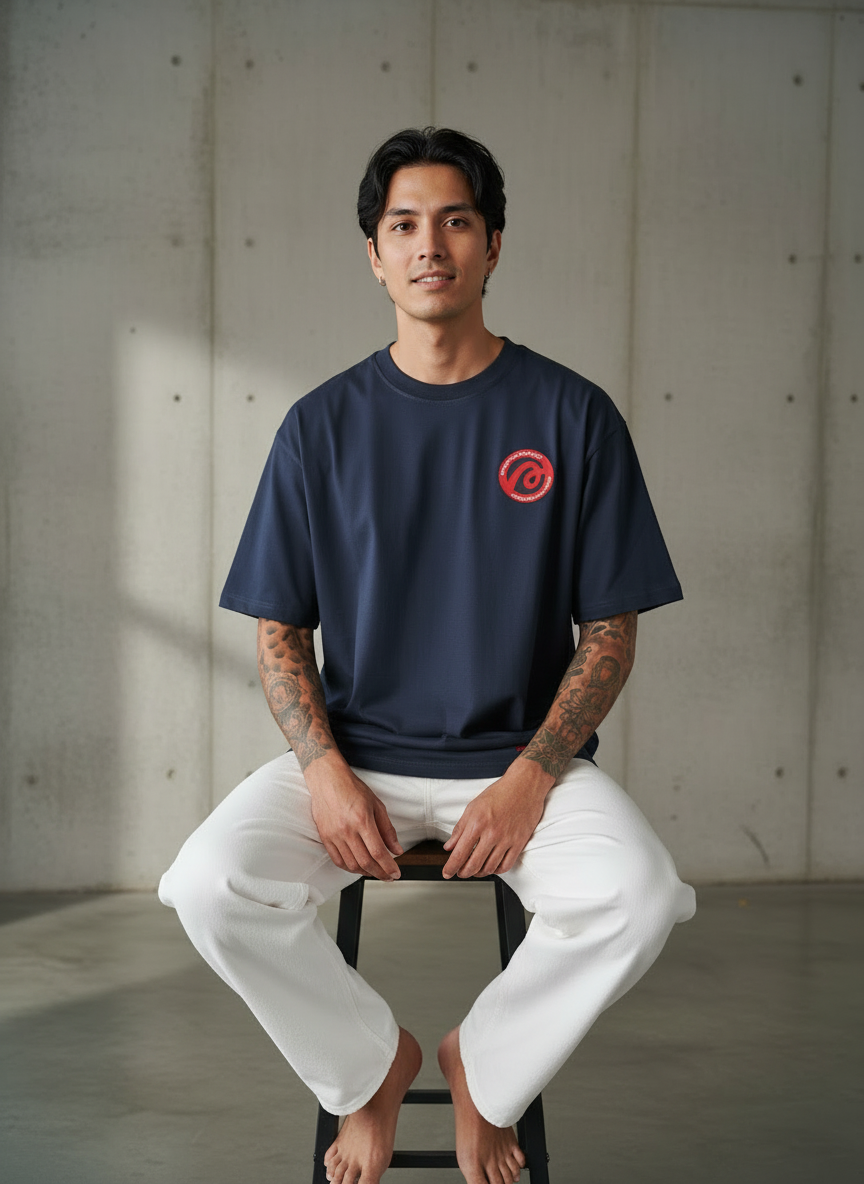 Plan A Oversized Navy Blue T-Shirt