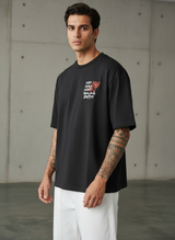 Red Flower Oversized Black T-shirt