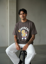 Kitten with S Oversized Brown T-Shirt