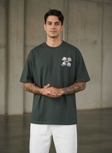 Sunday Morning Oversized Dark Green T-shirt