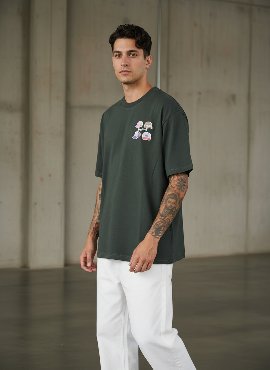 Sunday Morning Oversized Dark Green T-shirt