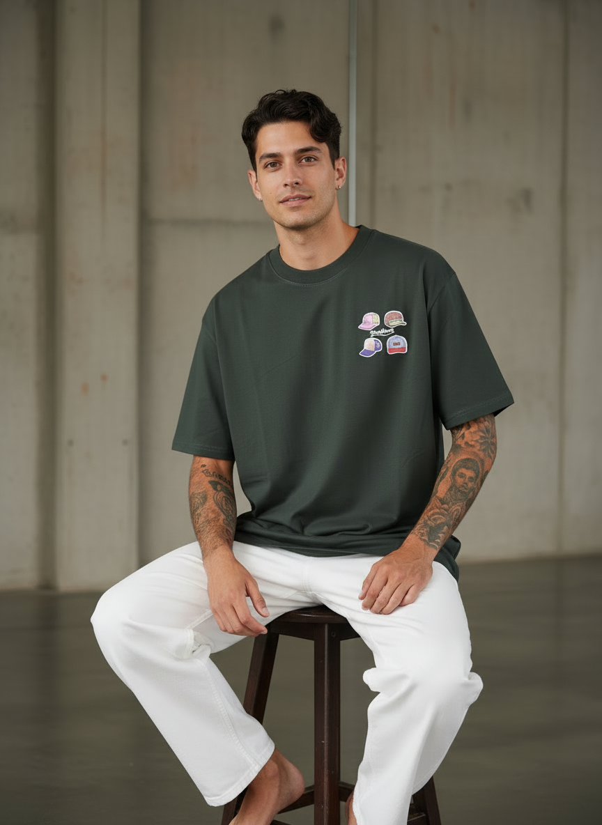 Sunday Morning Oversized Dark Green T-shirt