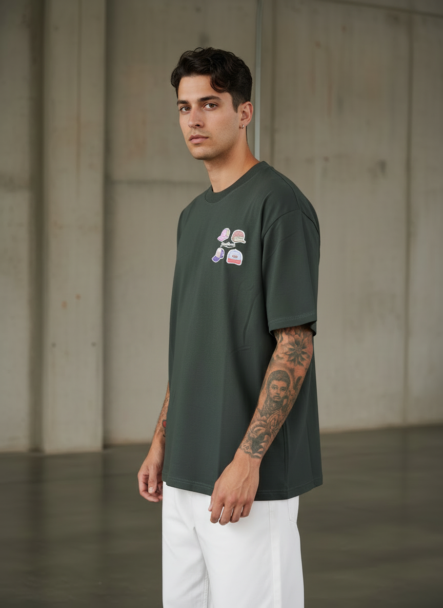 Sunday Morning Oversized Dark Green T-shirt