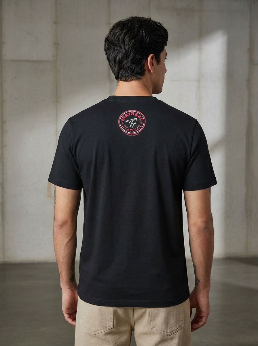 SR Candies Regular Fit Black T-Shirt
