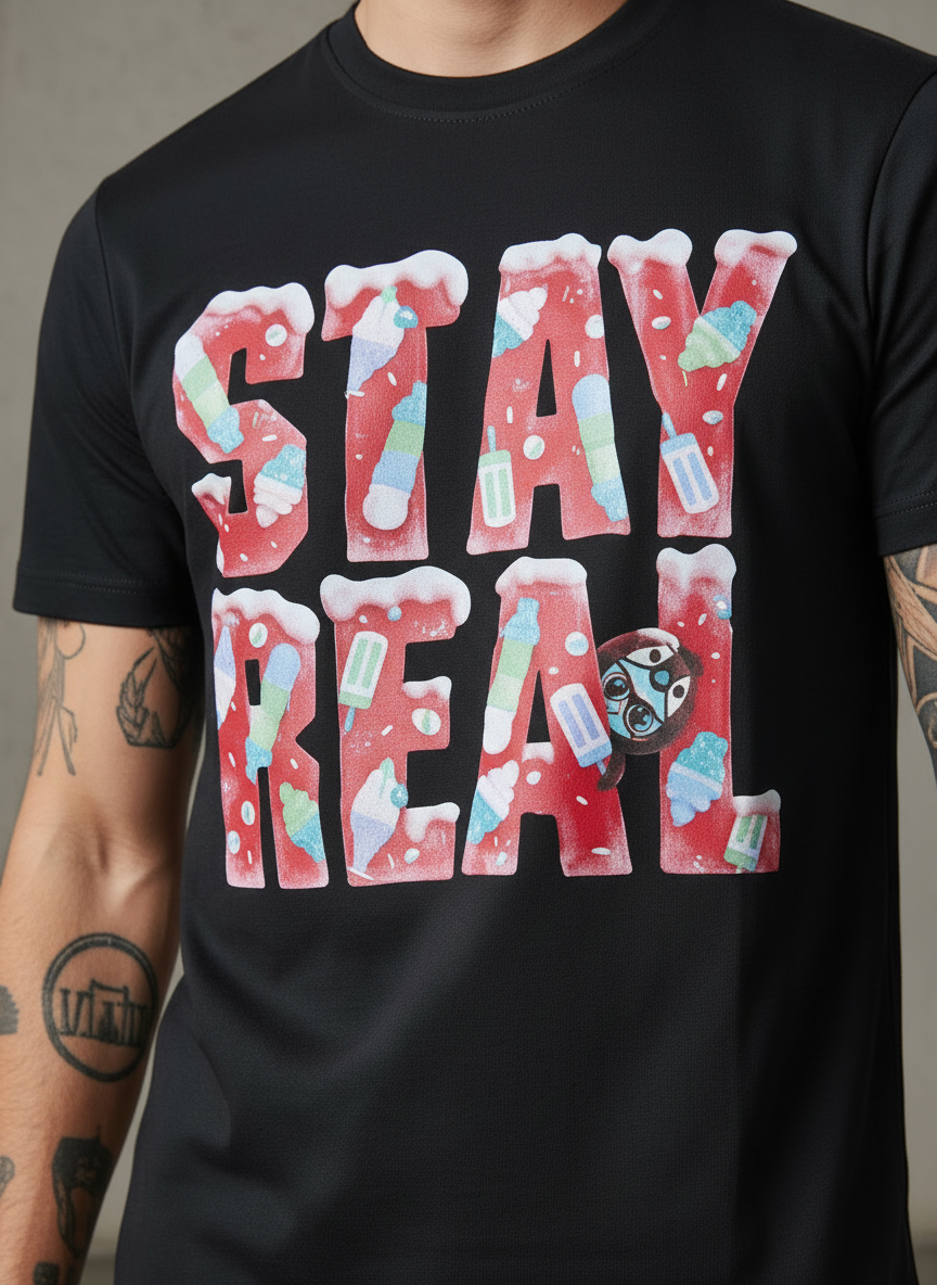 SR Candies Regular Fit Black T-Shirt