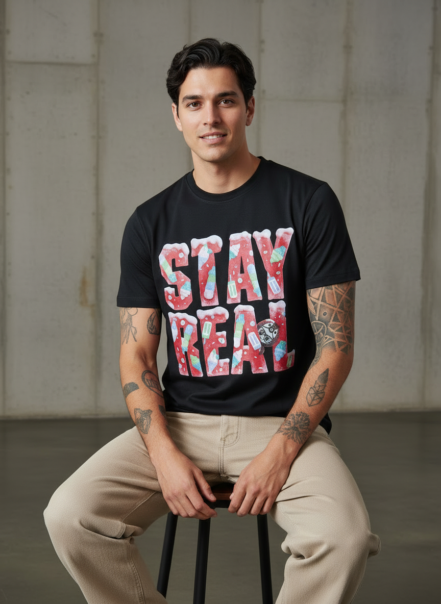 SR Candies Regular Fit Black T-Shirt