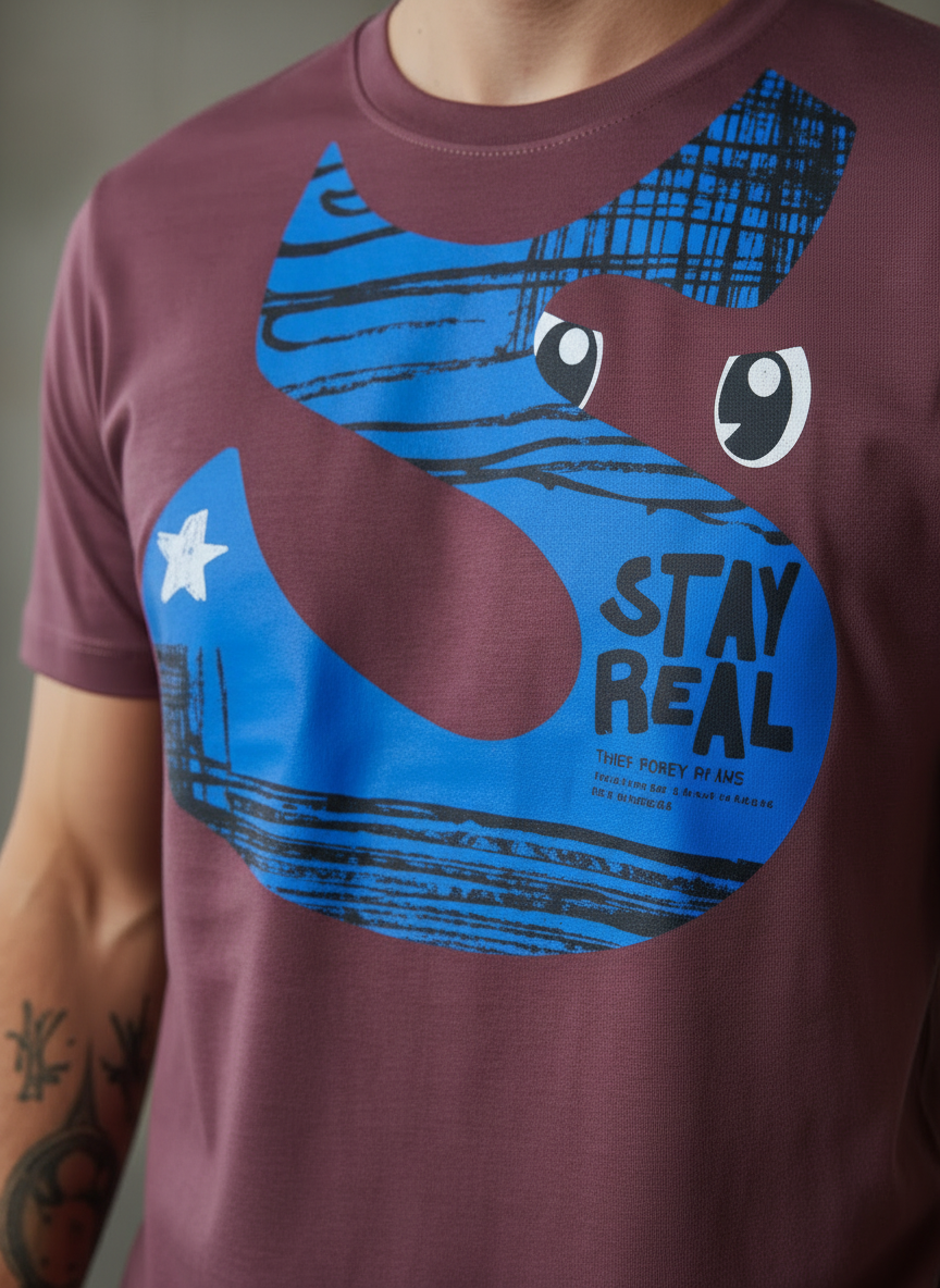 S with an Eye Regular Fit Maroon T-Shirt