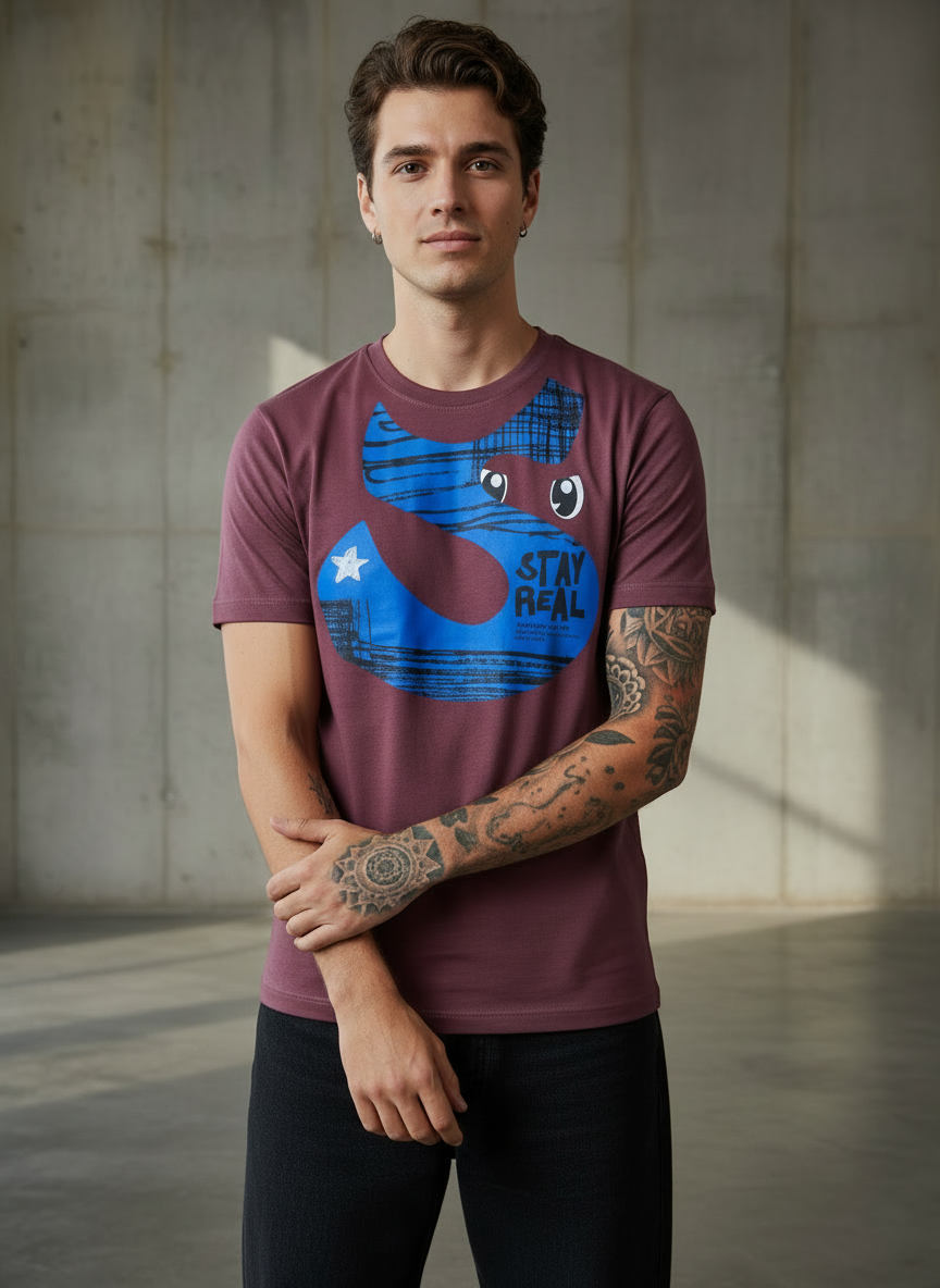S with an Eye Regular Fit Maroon T-Shirt
