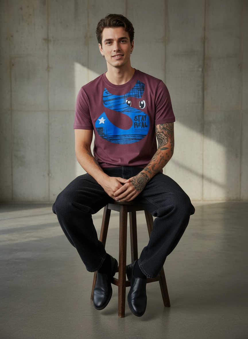 S with an Eye Regular Fit Maroon T-Shirt