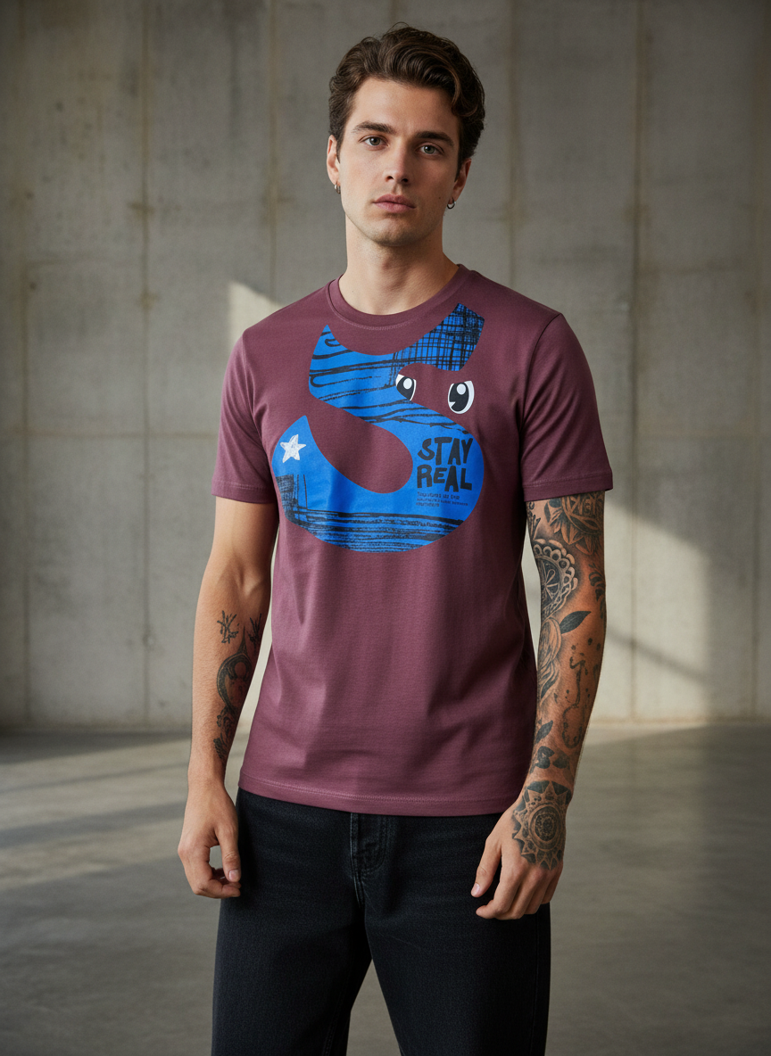 S with an Eye Regular Fit Maroon T-Shirt