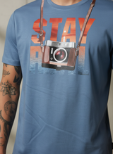Stay Cam Regular Fit Blue T-Shirt