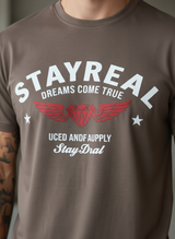 Stay Real Dream Regular Fit Brown T-Shirt