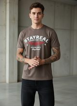 Stay Real Dream Regular Fit Brown T-Shirt
