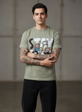 Keep it Real Regular Fit Pistachio Green T-Shirt