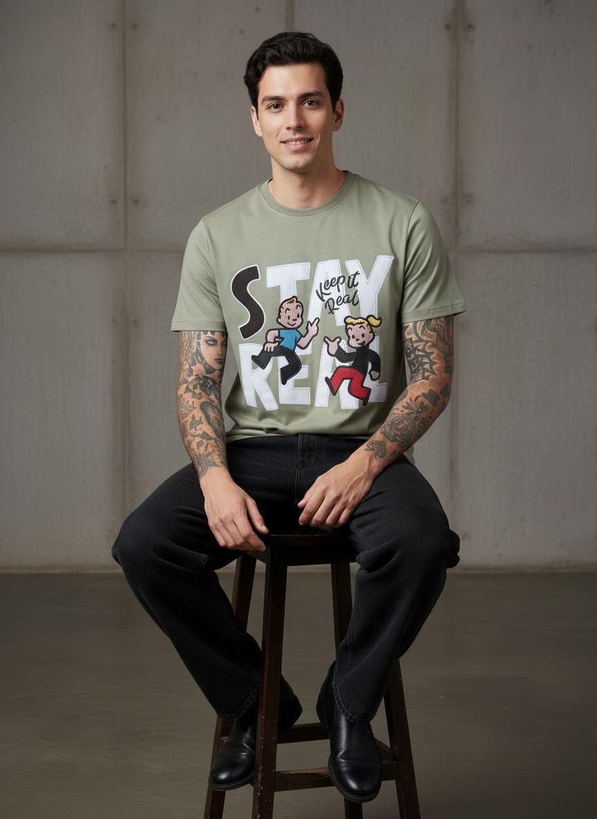 Keep it Real Regular Fit Pistachio Green T-Shirt