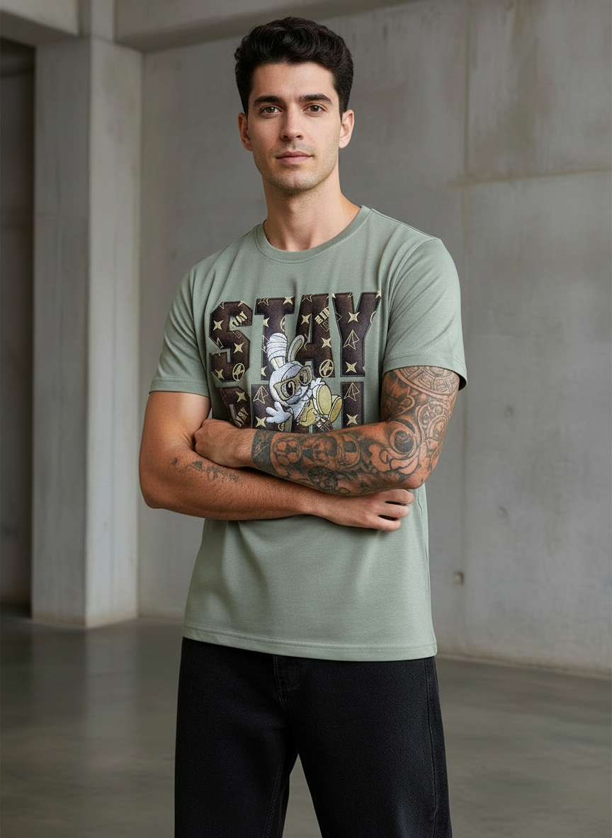 SR True Spirit Regular Fit Pistachio Green T-Shirt
