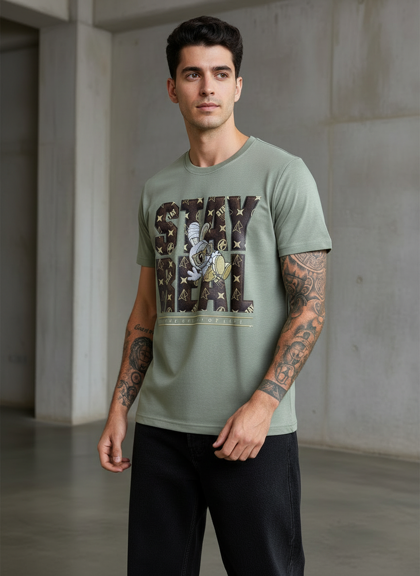 SR True Spirit Regular Fit Pistachio Green T-Shirt