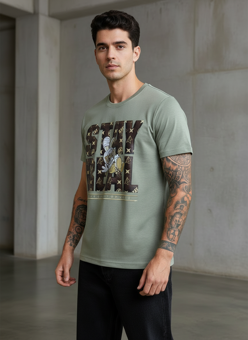 SR True Spirit Regular Fit Pistachio Green T-Shirt