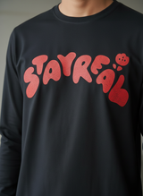 Stay Real Black Regular Full Sleeves T-Shirt