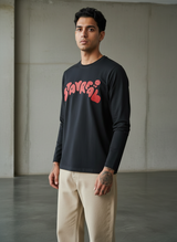 Stay Real Black Regular Full Sleeves T-Shirt