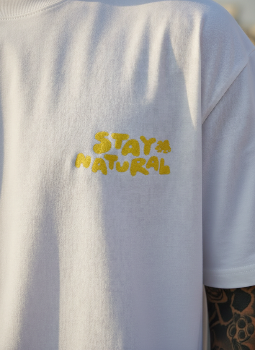 Stay Natural Oversized White T-Shirt