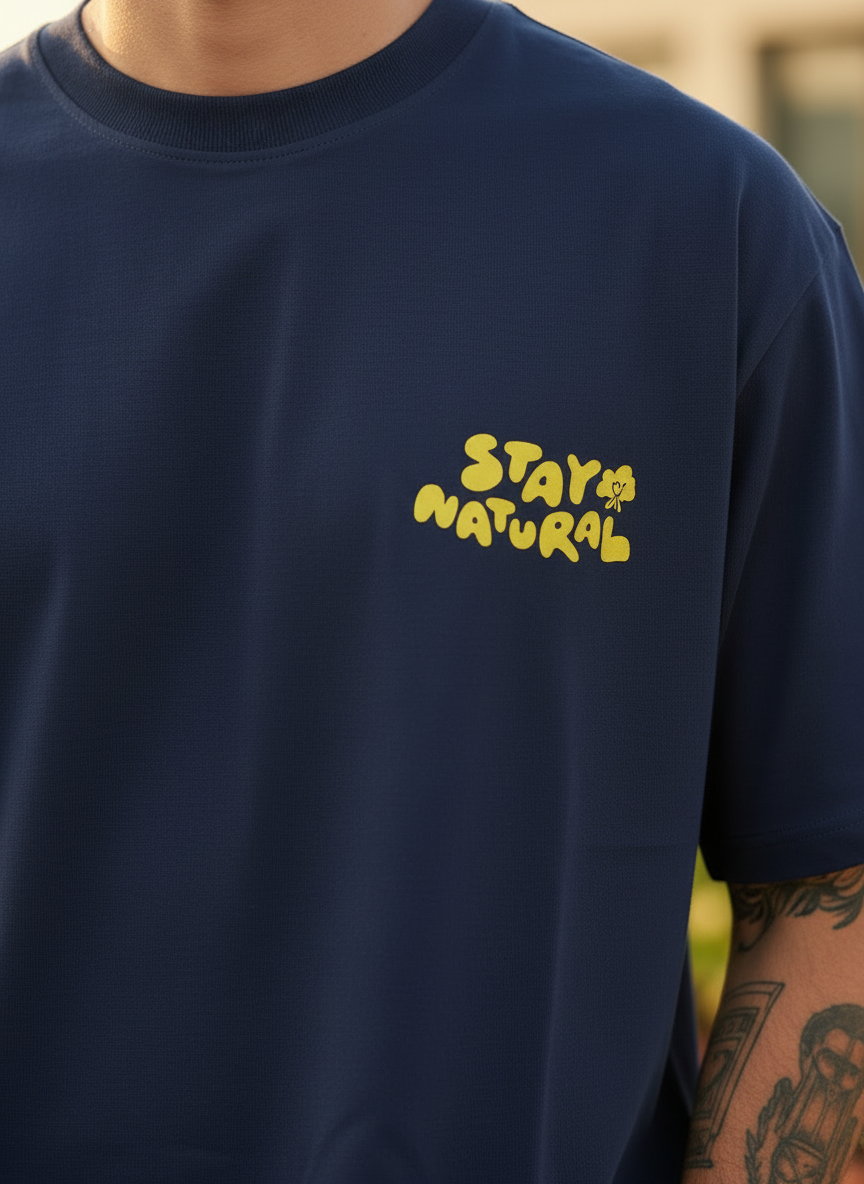 Stay Natural Oversized Navy Blue T-Shirt