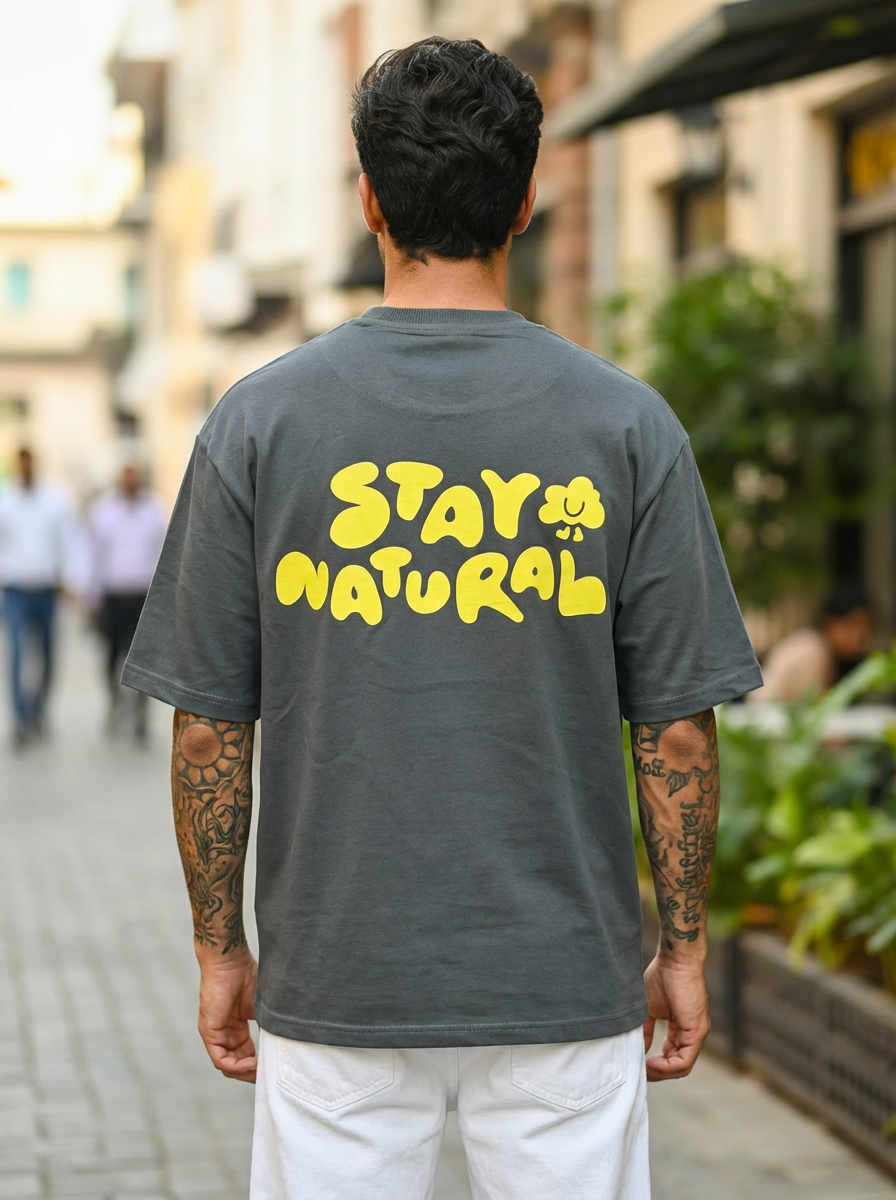Stay Natural Oversized Dark Green T-Shirt