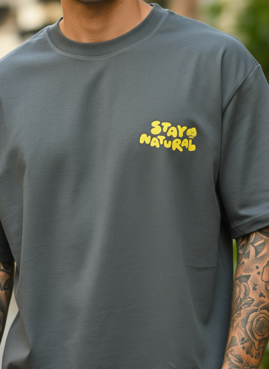 Stay Natural Oversized Dark Green T-Shirt