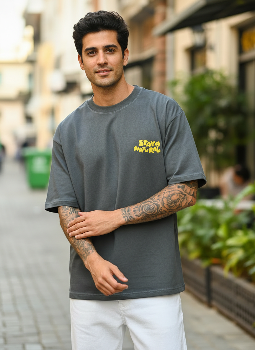 Stay Natural Oversized Dark Green T-Shirt