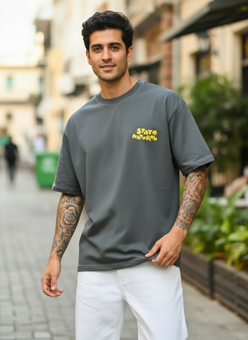 Stay Natural Oversized Dark Green T-Shirt
