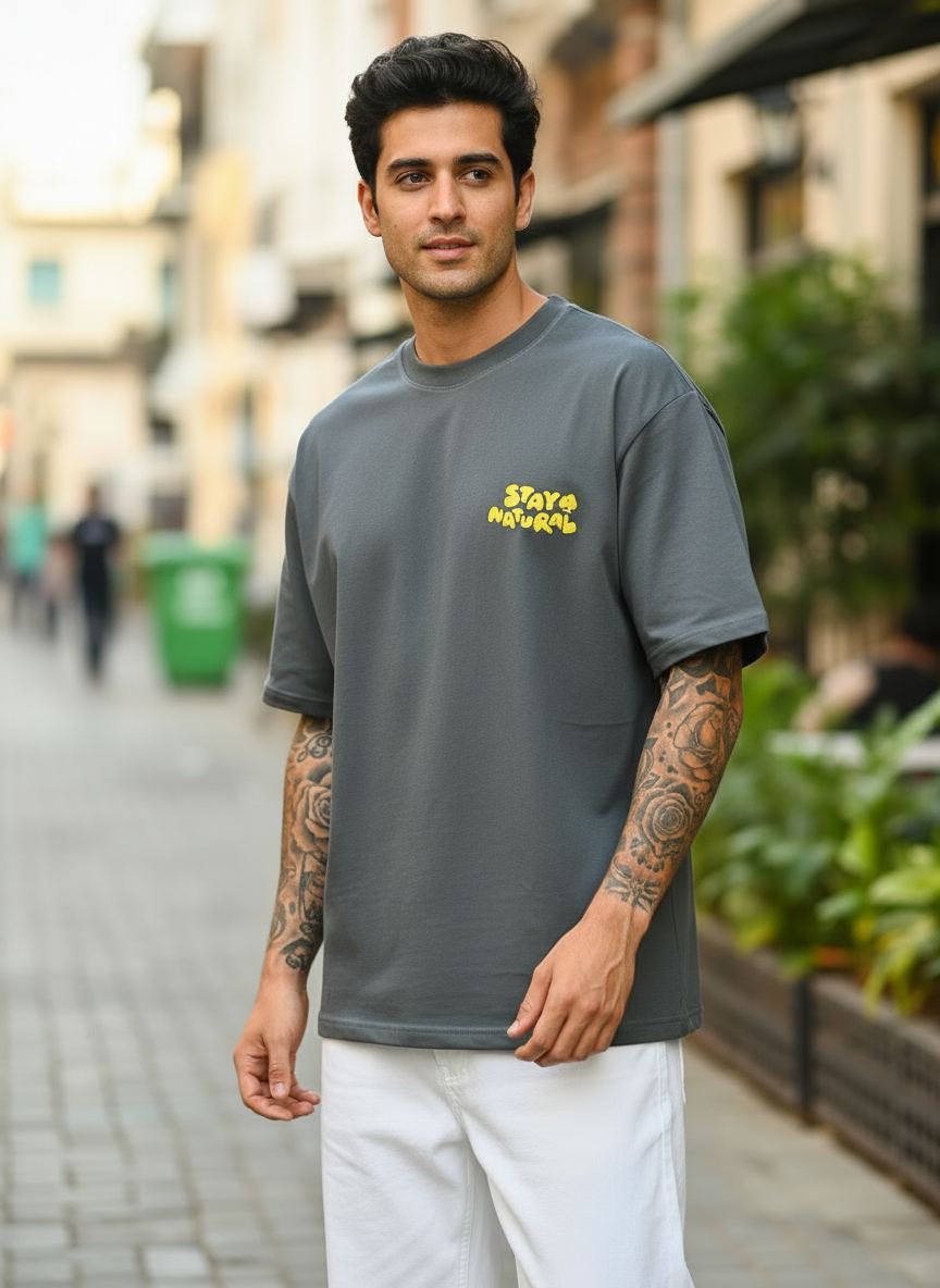 Stay Natural Oversized Dark Green T-Shirt
