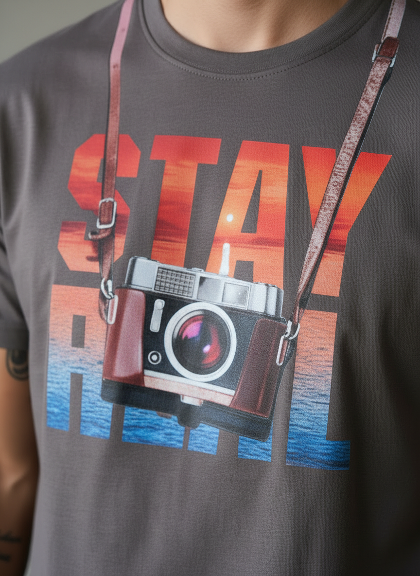 Stay Cam Regular Fit Brown T-Shirt