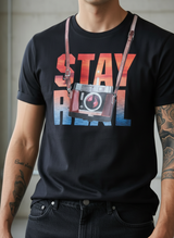 Stay Cam Regular Fit Black T-Shirt