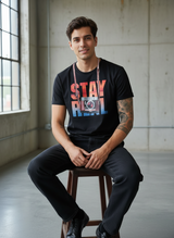 Stay Cam Regular Fit Black T-Shirt