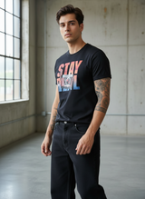 Stay Cam Regular Fit Black T-Shirt