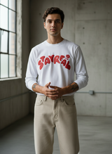Stay Real White Regular Full Sleeves T-Shirt