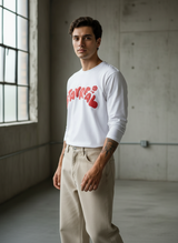 Stay Real White Regular Full Sleeves T-Shirt