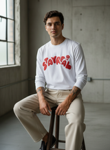 Stay Real White Regular Full Sleeves T-Shirt