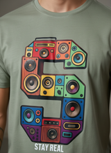 SR Musical Regular Fit Green T-Shirt
