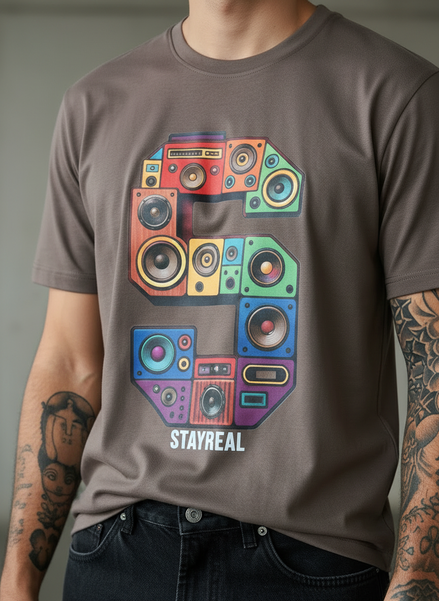 SR Musical Regular Fit Brown T-Shirt