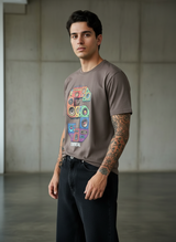 SR Musical Regular Fit Brown T-Shirt