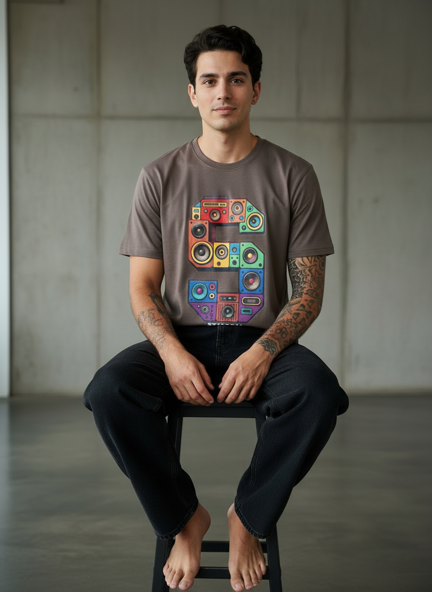 SR Musical Regular Fit Brown T-Shirt