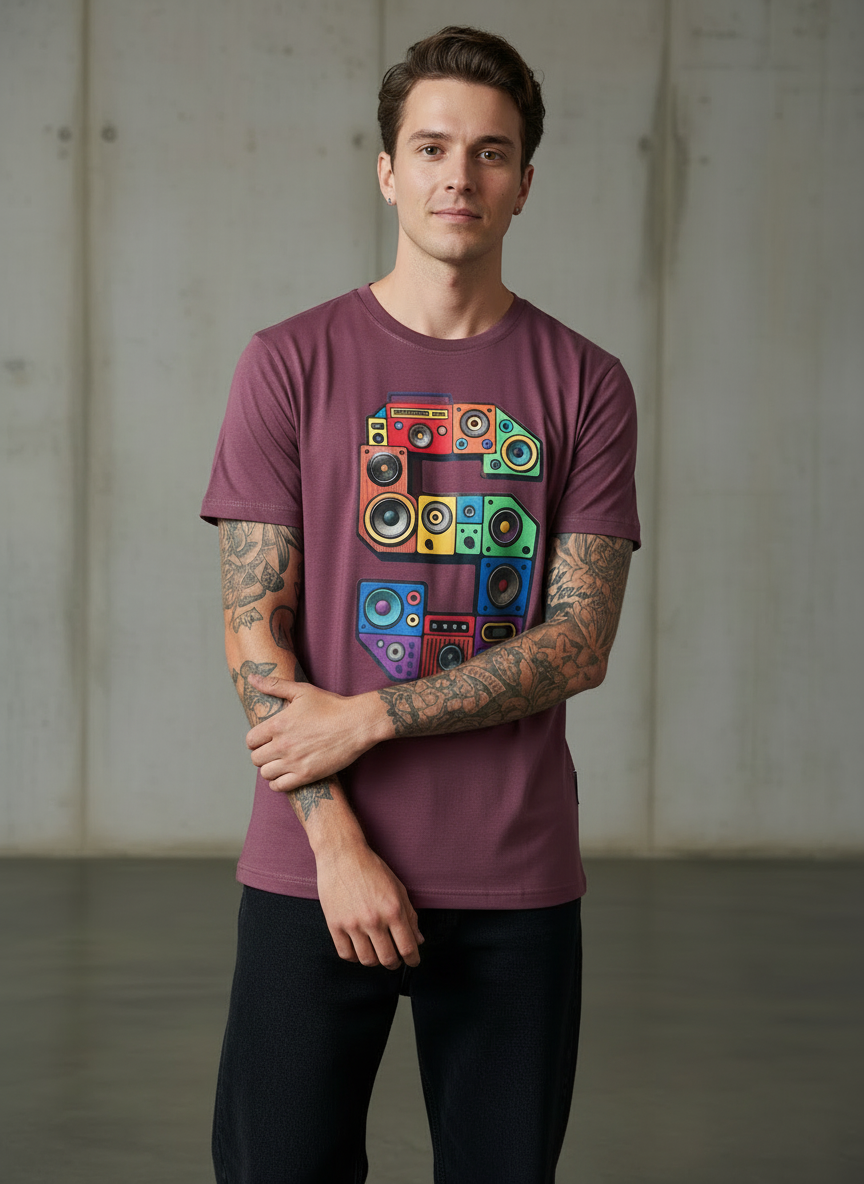 SR Musical Regular Fit Pink T-Shirt