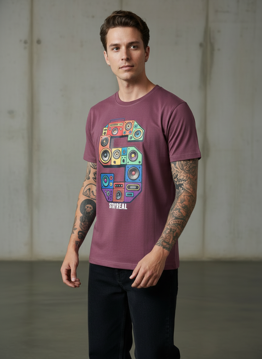SR Musical Regular Fit Pink T-Shirt