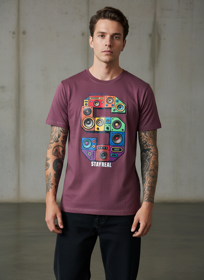 SR Musical Regular Fit Pink T-Shirt